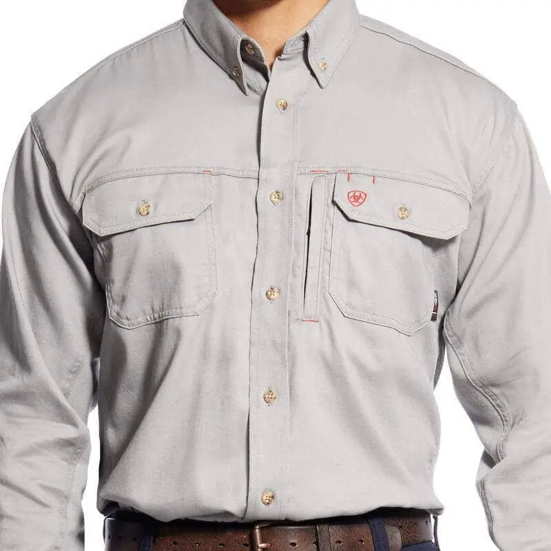 ARIAT - FR Solid Vent Work Shirt, Silver Fox - Becker Safety and Supply