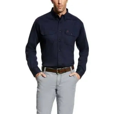 ARIAT - FR Solid Work Shirt, Navy - Becker Safety and Supply