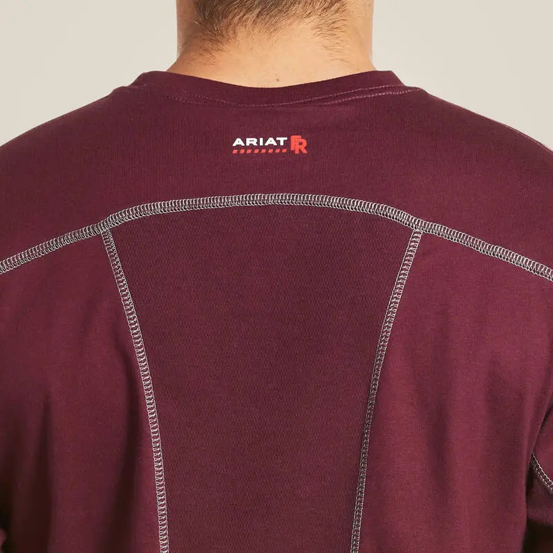 ARIAT - MNS FR - AC - Long Sleeve CREW T-Shirt - 7.2oz - Malbec (Dark Red)  Becker Safety and Supply