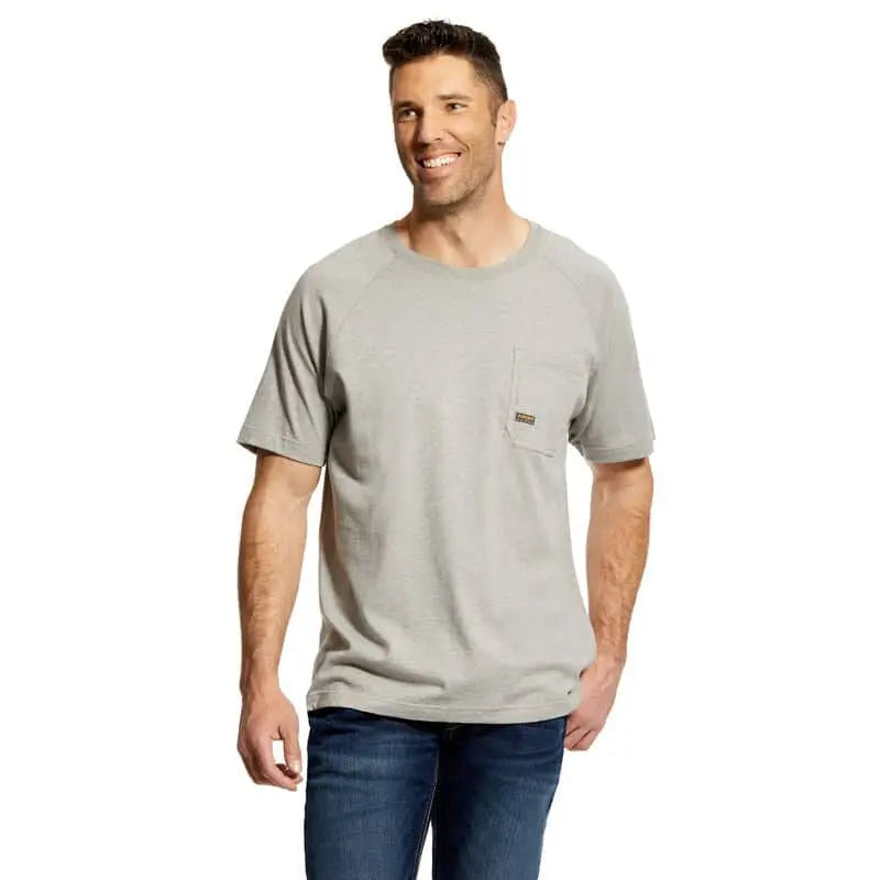 ARIAT - Men's Rebar Rebar Cotton Strong T-Shirt, Heather Grey - Becker Safety and Supply
