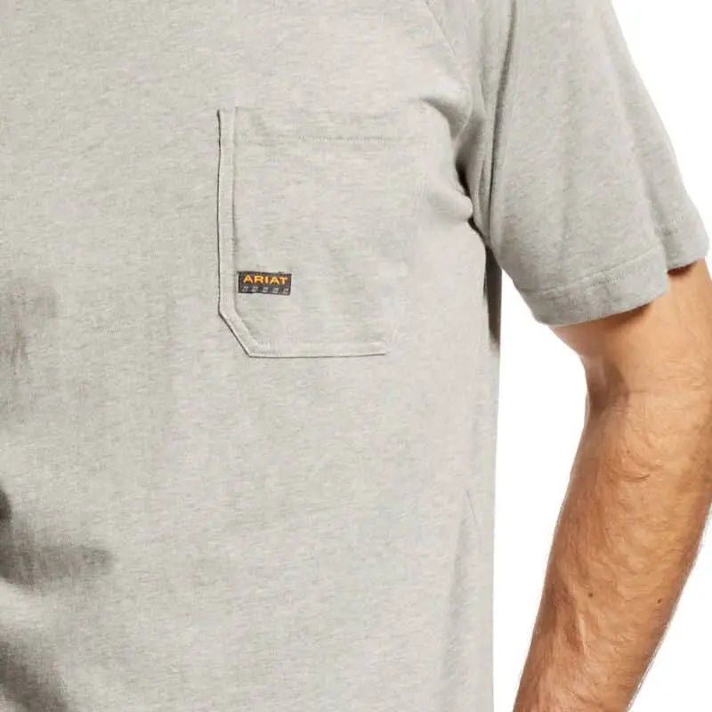 ARIAT - Men's Rebar Rebar Cotton Strong T-Shirt, Heather Grey - Becker Safety and Supply