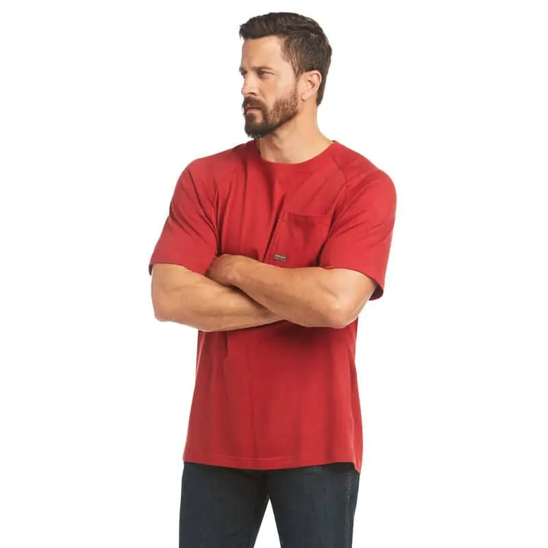 ARIAT - Men's Rebar Rebar Cotton Strong T-Shirt, Red - Becker Safety and Supply