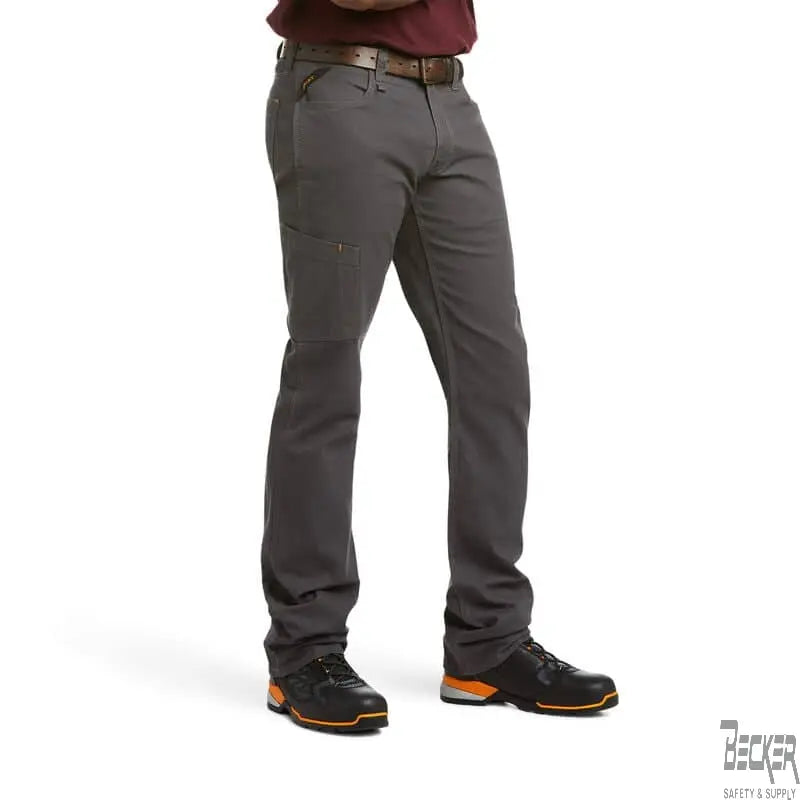 ARIAT - Rebar M4 Relaxed DuraStretch Made Tough Stackable Straight Leg Pant, Grey - Becker Safety and Supply