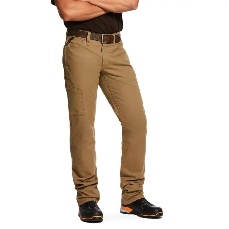 ARIAT - Rebar M4 Relaxed DuraStretch Made Tough Stackable Straight Leg Pant, Khaki - Becker Safety and Supply