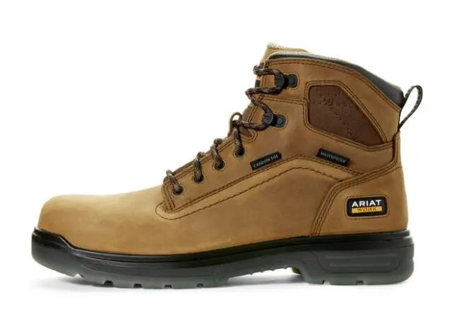 ARIAT - Turbo 6" Waterproof Carbon Toe Work Boot, Aged Bark - Becker Safety and Supply