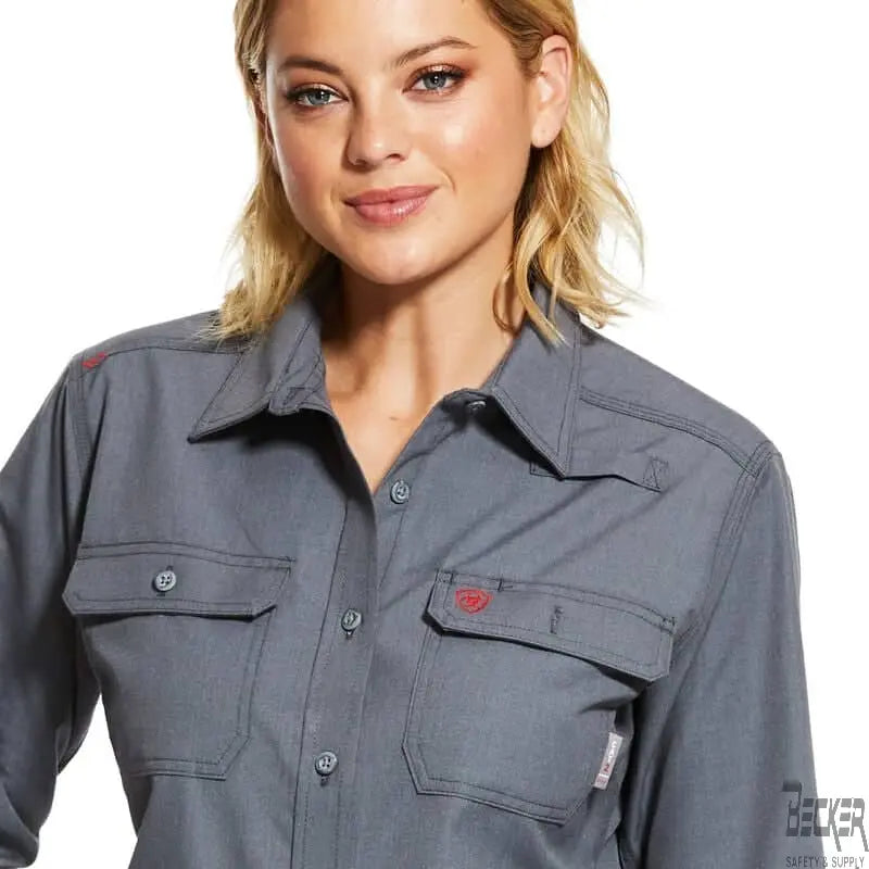 ARIAT - WOMEN'S, FR Featherlight Work Shirt, Gunmetal - Becker Safety and Supply