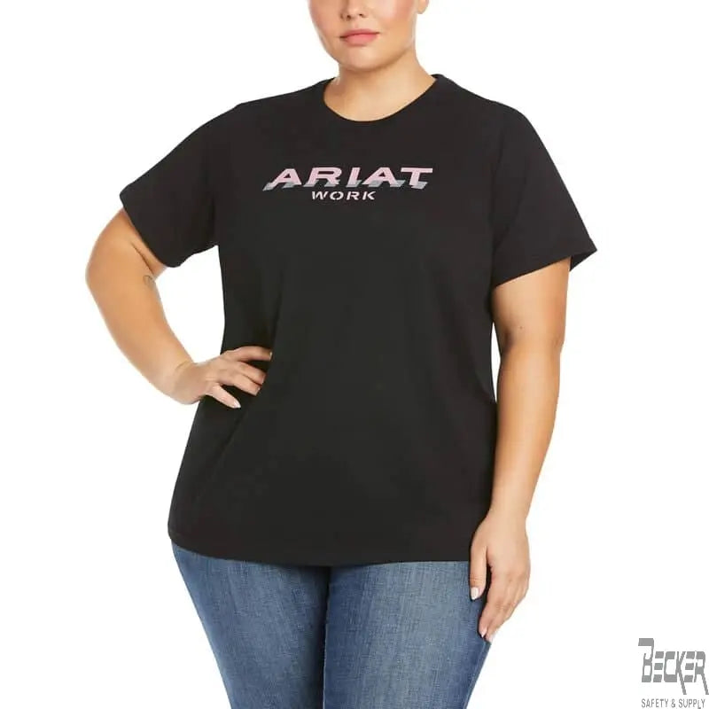 ARIAT - Women's - Rebar Cotton Strong Logo T-Shirt, Navy - Becker Safety and Supply