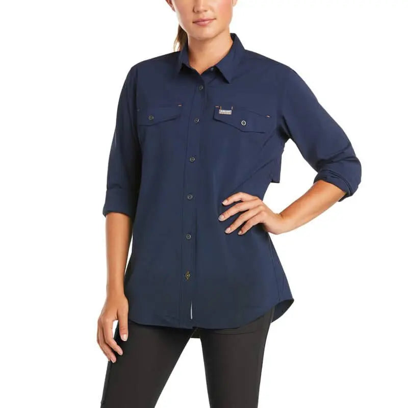 ARIAT - Women's - Rebar Made Tough VentTEK DuraStretch Work Shirt, Navy - Becker Safety and Supply