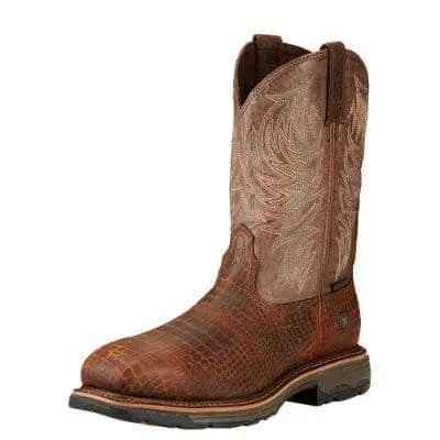 ARIAT - WorkHog Composite Toe Work Boot, Brown Croco Print - Becker Safety and Supply