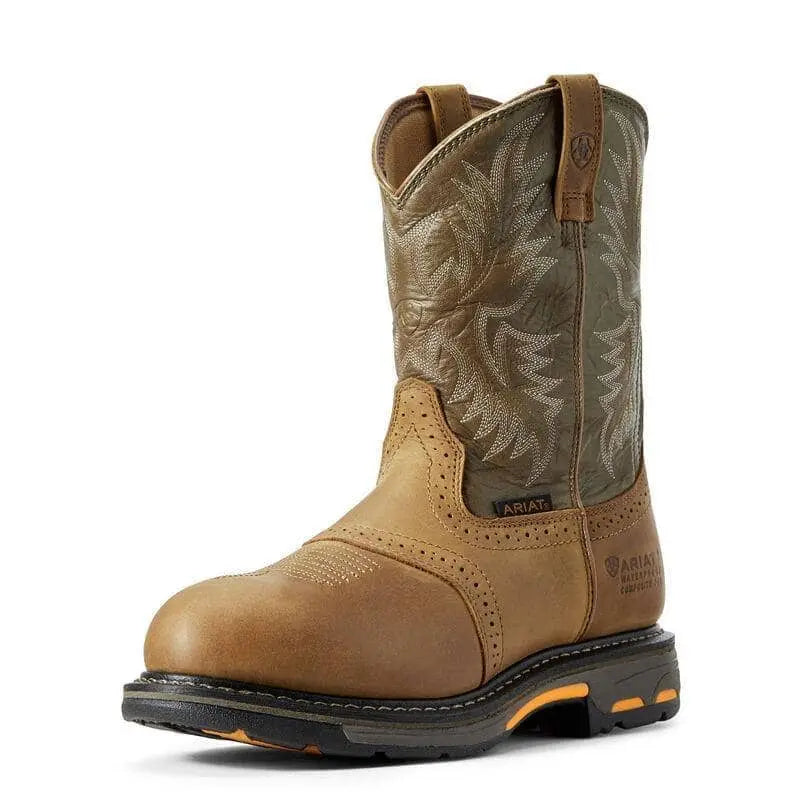 ARIAT - WorkHog Waterproof Composite Toe Work Boot, Aged Bark - Becker Safety and Supply