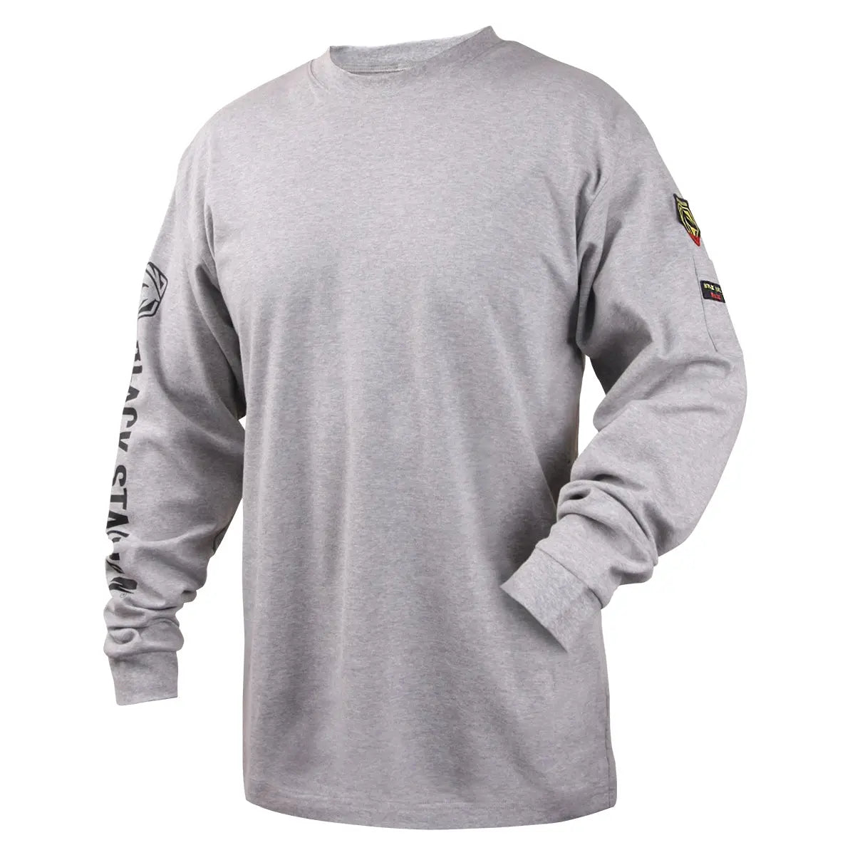 BLACK STALLION - 7 oz. FR Cotton Knit Long-Sleeve T-Shirt, Gray  Becker Safety and Supply