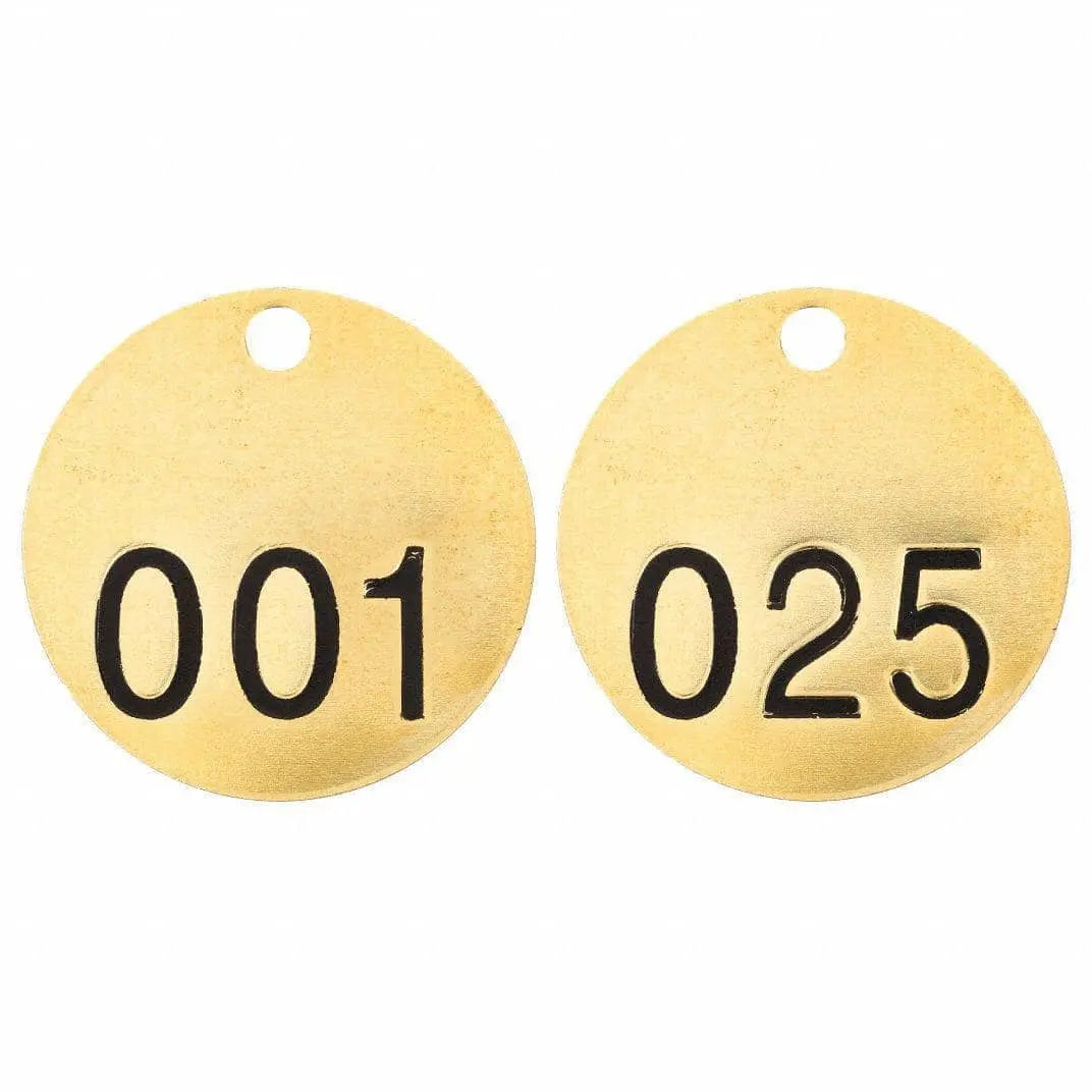 BRADY - Stamped Brass Valve Tags (25PK) (#SQ 26-50) - Becker Safety and Supply