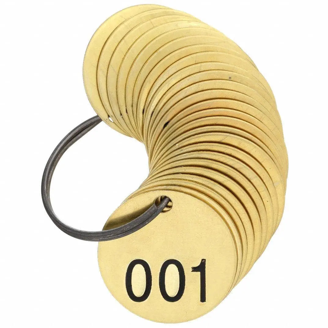 BRADY - Stamped Brass Valve Tags (25PK) (#SQ 26-50) - Becker Safety and Supply
