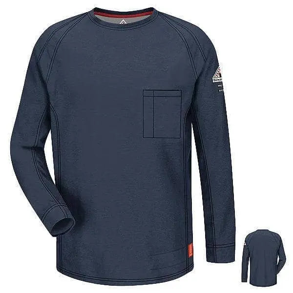 BULWARK - iQ Series Comfort Knit Men's FR Long Sleeve T Shirt, Dark Blue - Becker Safety and Supply