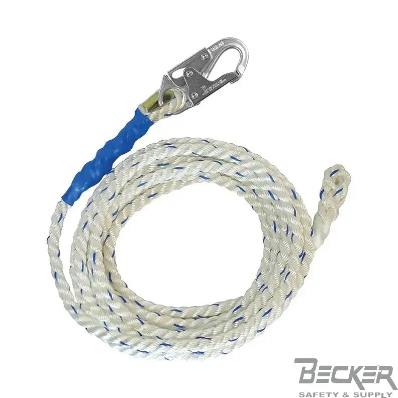 FALLTECH - Rope / Lifeline - 5/8" Premium Polyester Rope - Snap Hook/ Braid Rope - 150'  Becker Safety and Supply