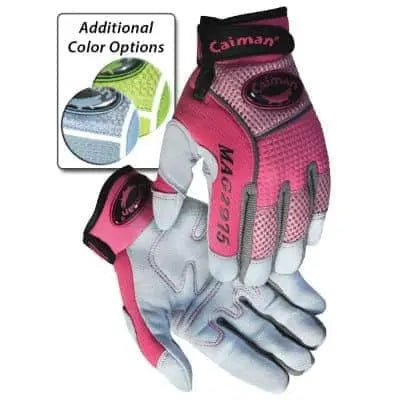 CAIMAN - Ladies Goat Grain Padded Palm Knuckle Protection Mechanics Gloves in Asst Colors - Becker Safety and Supply
