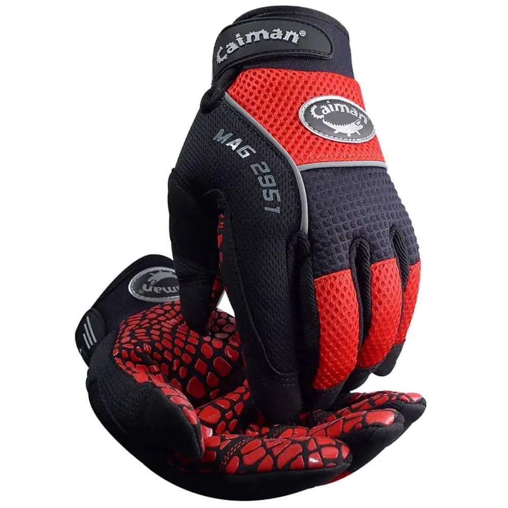 CAIMAN - Synthetic Leather Padded Silicone Grip Palm Mechanics Glove - Becker Safety and Supply