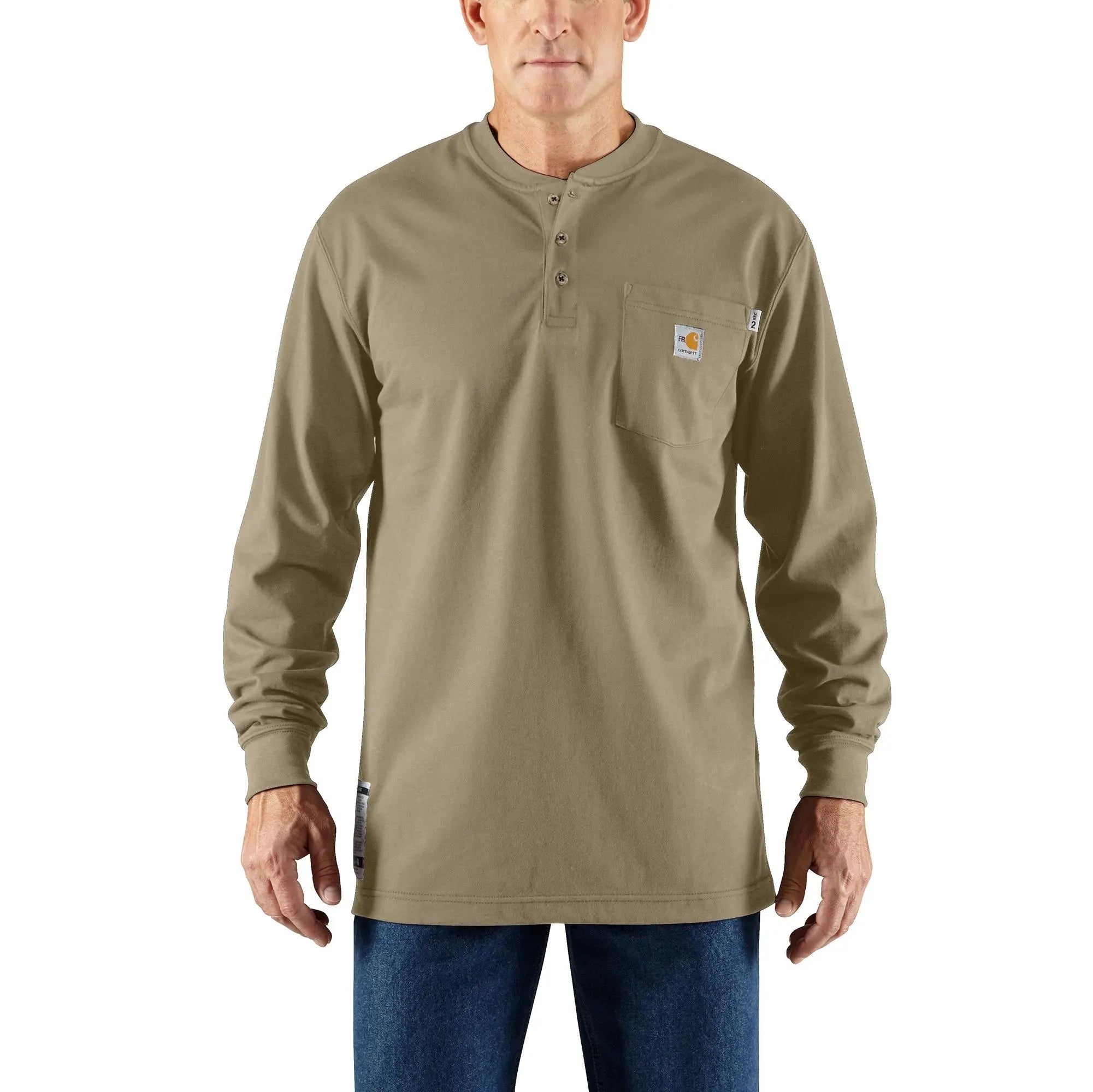 CARHARTT-Flame Resistant Force Loose Fit Midweight Long-Sleeve Pocket Henley T-Shirt - Becker Safety and Supply