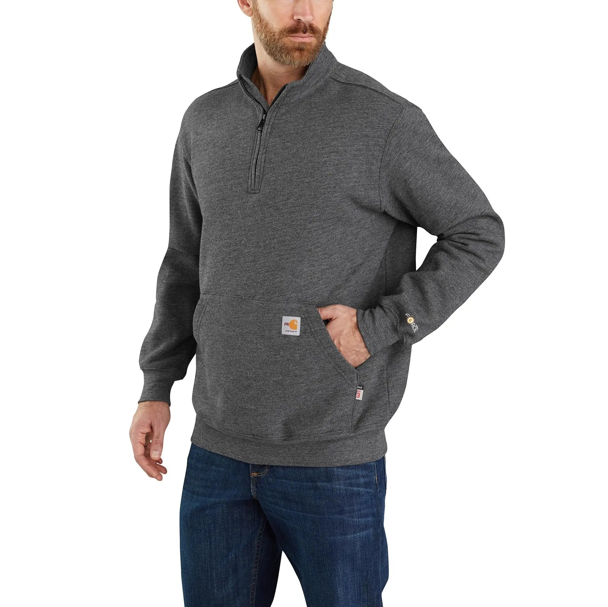 CARHARTT - Flame Resistant Force Loose Fit Midweight Quarter-Zip Sweatshirt - Becker Safety and Supply
