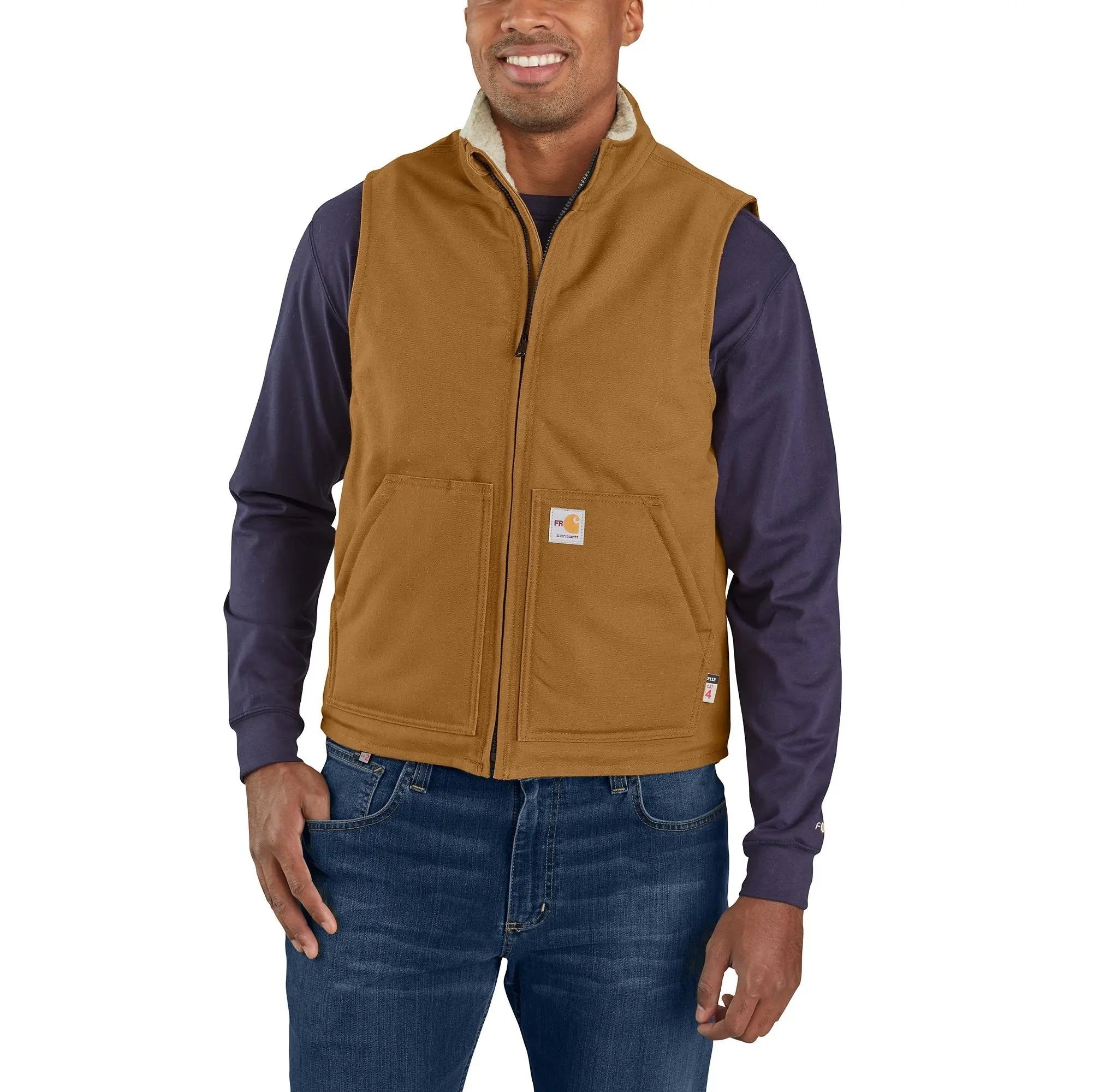 CARHARTT - Flame Resistant Relaxed Fit Duck Sherpa-Lined Mock Neck Vest - Becker Safety and Supply