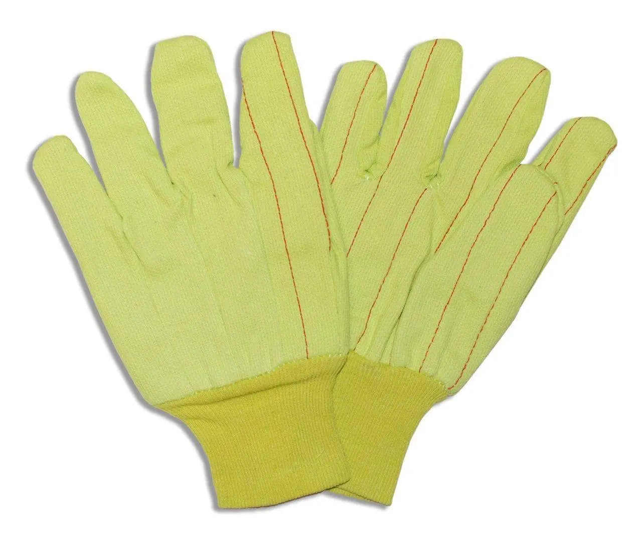 CORDOVA - High Vis LIME GREEN Double Palm 100% Cotton Corded Canvas, LIME GREEN Knit Wrist - Becker Safety and Supply