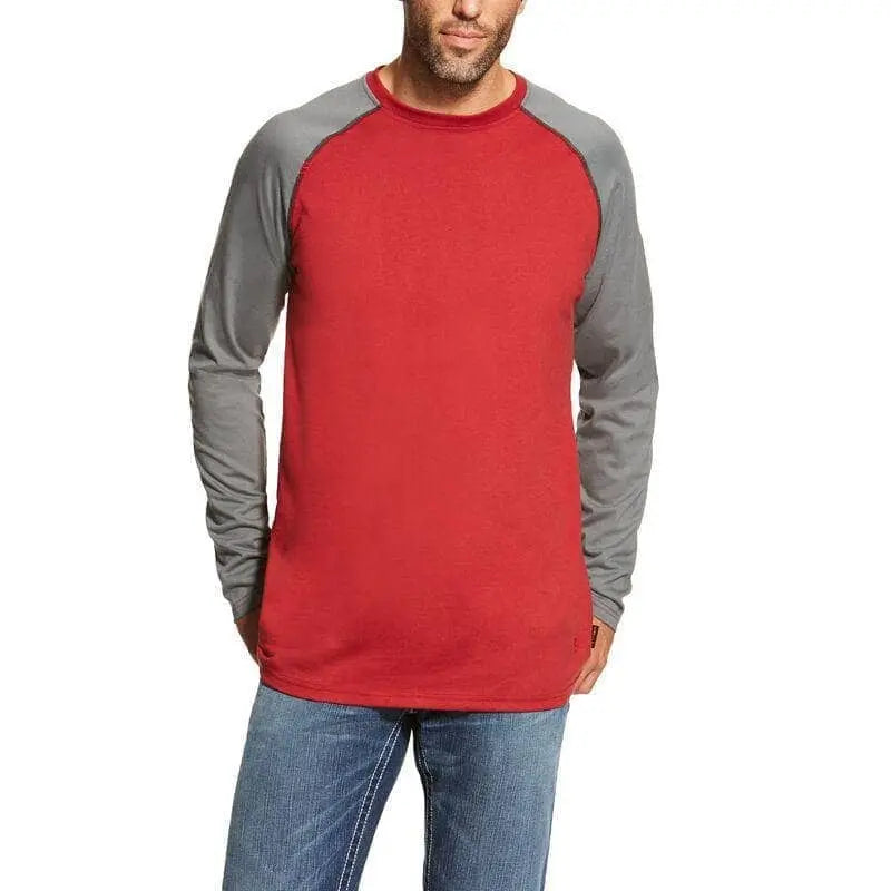 ARIAT - FR Baseball Tee, Red/ Dark Grey - Becker Safety and Supply