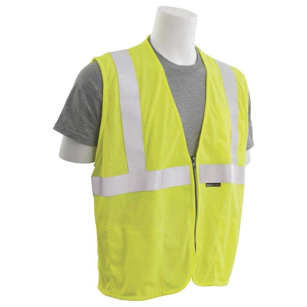 ERB - Class 2 Inherentaly Flame Resistant Zippered Mesh Safety Vest, Hi Vis Lime - Becker Safety and Supply