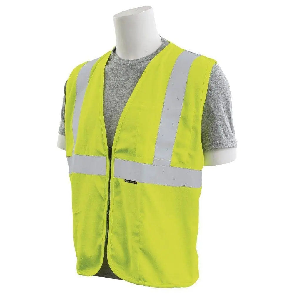 ERB - Class 2 Inherently Flame Resistant Safety Vest, Hi Vis Lime - Becker Safety and Supply