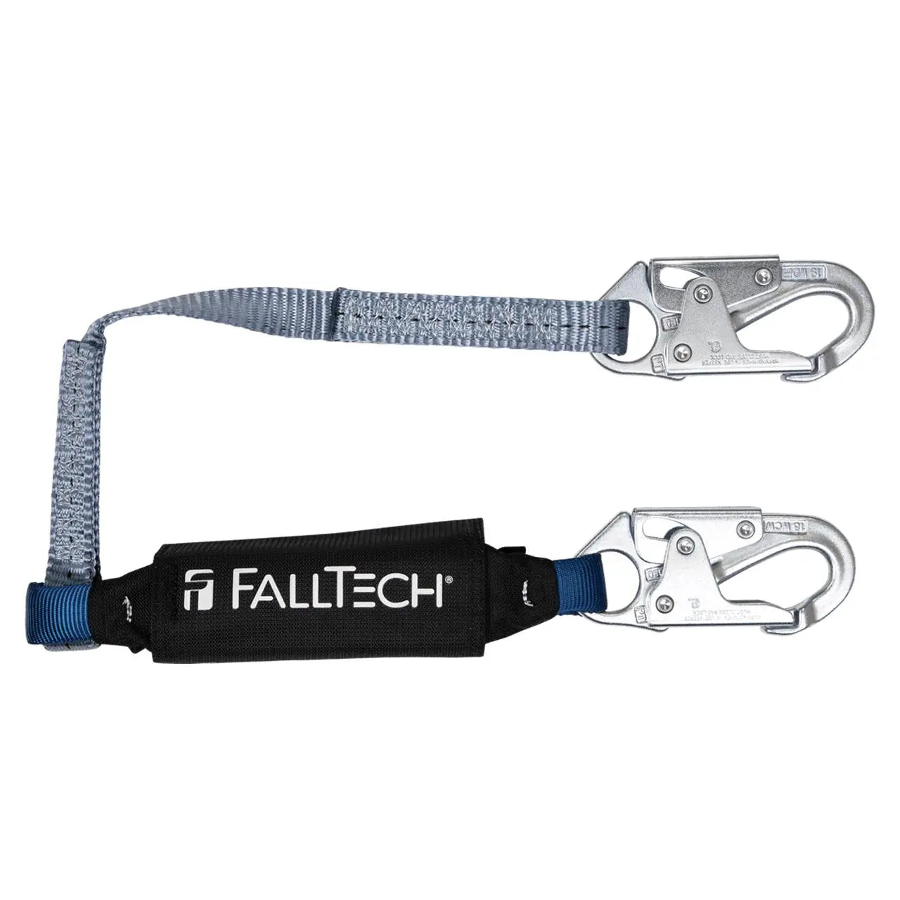 FALLTECH - 3' Viewpack Energy Absorbing Lanyard, Single-leg with Steel Snap Hooks - Becker Safety and Supply