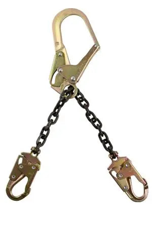 FALLTECH - Rebar Positioning Assembly - Steel Rebar Hook with 2.5" Gate Opening; Clevis-pin Steel Snap Hooks; Grade 80 Chain - 21" - Becker Safety and Supply