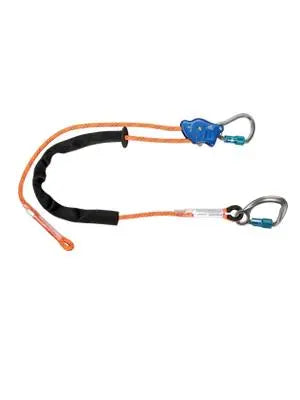 FALLTECH - TowerClimber® Adjustable Rope Positioning Lanyard - Aluminum Auto-locking Rope Adjuster; Aluminum Integral Adjuster Carabiner; Aluminum Carabiner Harness Connector; Abrasion resistant sleeve; Durable kernmantle rope  - 6.5' - includes Gear Bag - Becker Safety and Supply