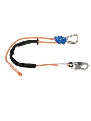 FALLTECH - TowerClimber® Adjustable Rope Positioning Lanyard - Aluminum Auto-locking Rope Adjuster; Steel Integral Adjuster Carabiner; Steel Snap Hook Harness Connector; Abrasion resistant sleeve; Durable kernmantle rope - 6.5' - includes Gear Bag - Becker Safety and Supply