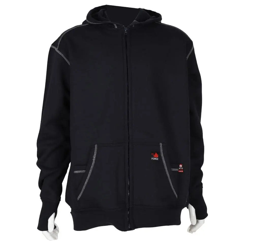 FORGE - Men's FR Hoodie with Zipper, Black - Becker Safety and Supply