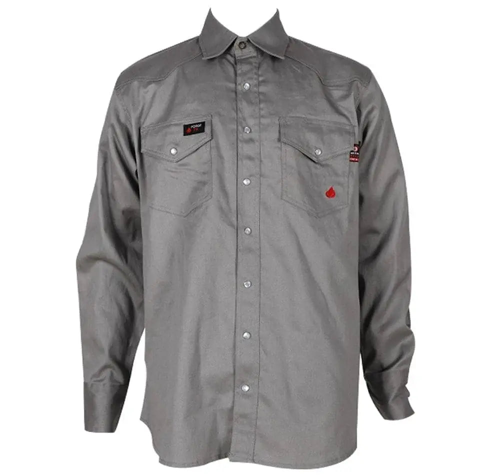 FORGE - Men's FR Solid Button Shirt, Light Gray - Becker Safety and Supply