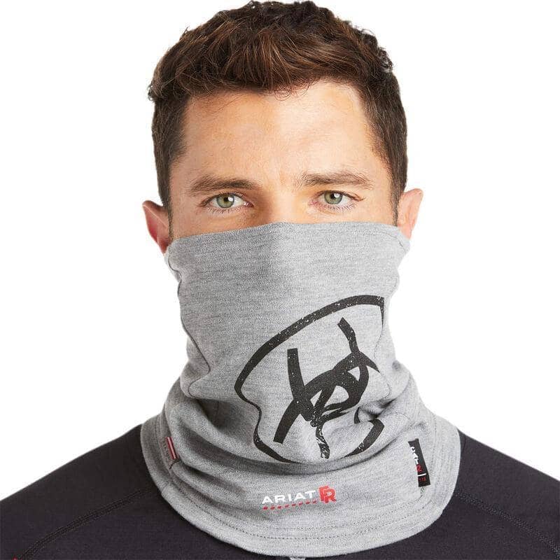 ARIAT -  FR Polartec Neck/Face Logo Gaiter Heather Grey - Becker Safety and Supply