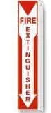 SAFEHOUSE SIGNS - Fire Extinguisher White/Red Down Arrow w/ Flange - Plastic - 20" X 4"