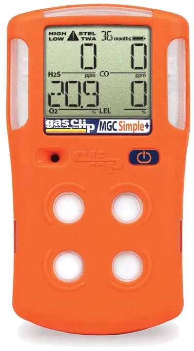 GAS CLIP - MGC Simple Plus Monitor - LEL,CO,H2S, 02 3 Year Disposable Monitor