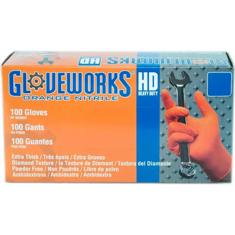 Gloveworks - Disposable Nitrile, Gloves, 8 mil, Orange - Becker Safety and Supply