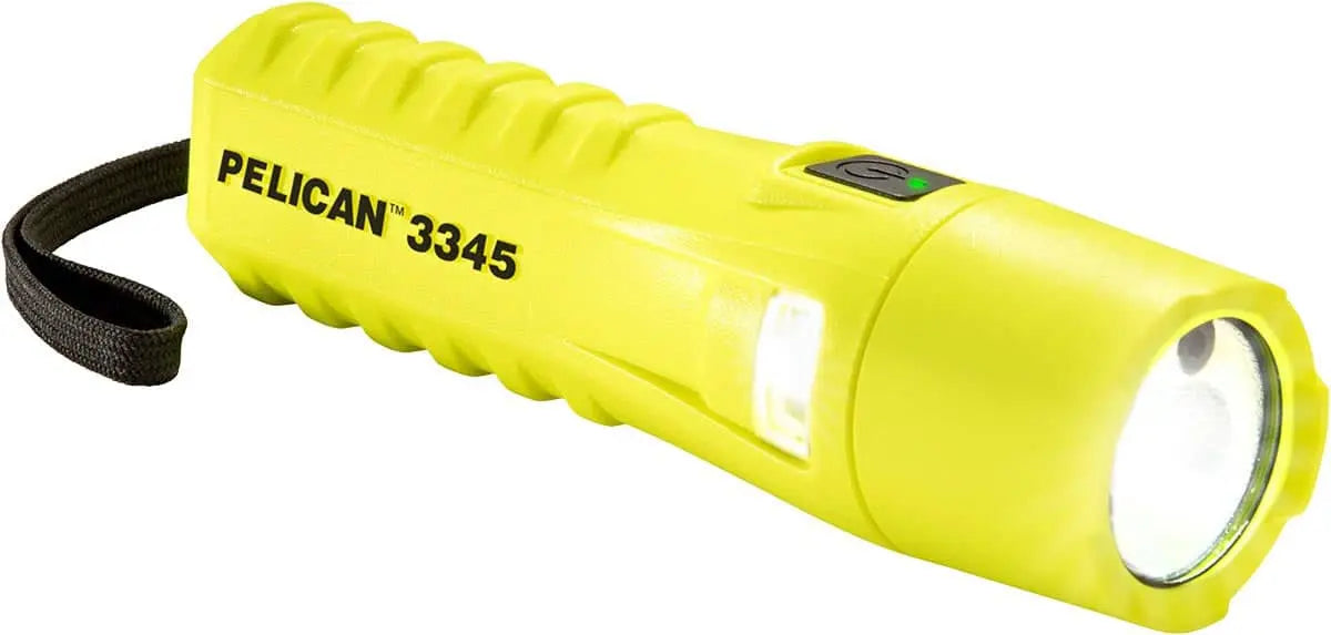 PELICAN - 280 lumen Flashlight, Battery Level Indication, Safety Certified, Class I, II, III, Division 1/IECEx ia, Integrated Clip, 
3 AA Alkaline Batteries (not included) - Becker Safety and Supply