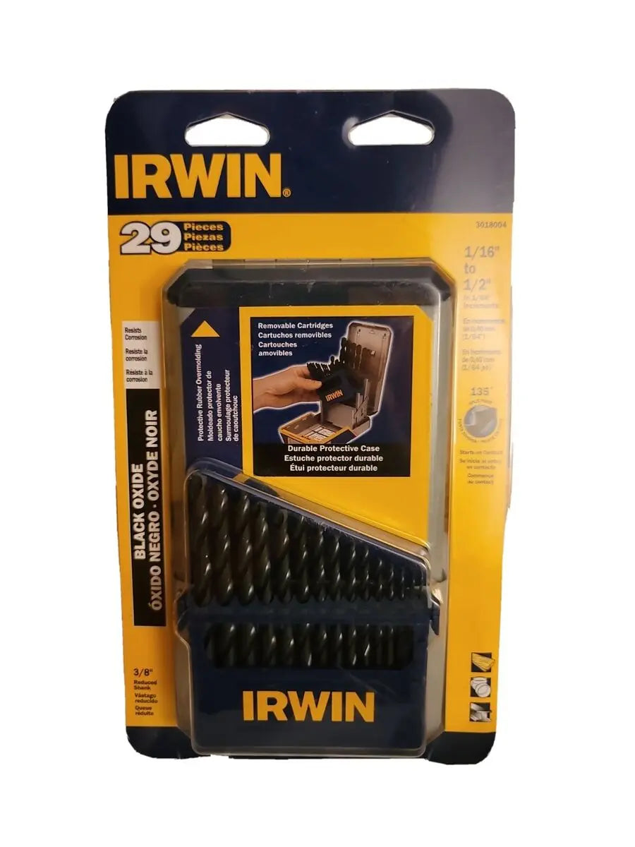 IRWIN - 29 Piece Drill Bit Industrial Set Case Blk Oxide - Becker Safety and Supply