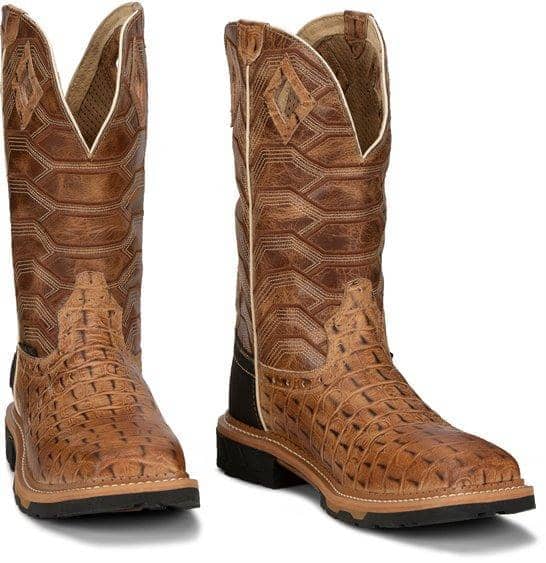 JUSTIN BOOTS - Derrickman Safety Toe, Caramel Croc Print - Becker Safety and Supply