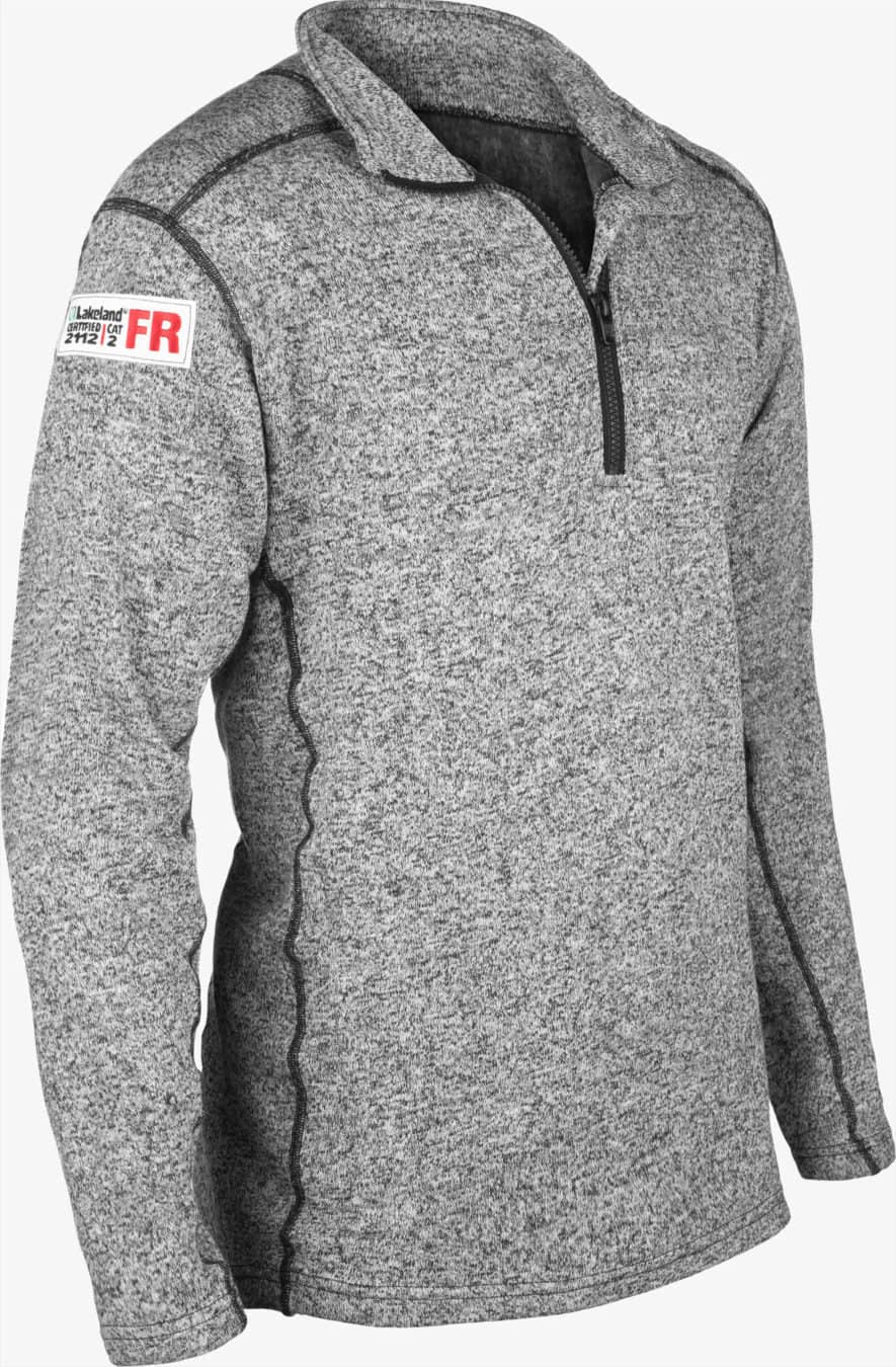 LAKELAND - Mens Quarter Zip Long Sleeve Sweater knit, Dual Certified, NFPA 70E, 2112 certified, Heather Gray - Becker Safety and Supply