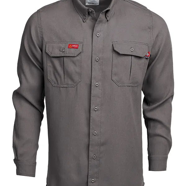 I am dork flap pocket work shirt grey トップス