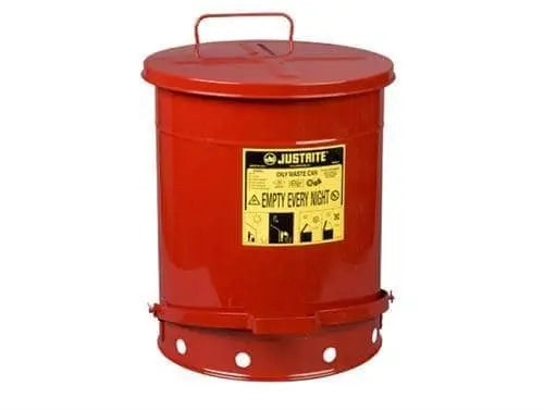 JUSTRITE - 14 Gallon Oily Waste Can w/ Lever - Becker Safety and Supply