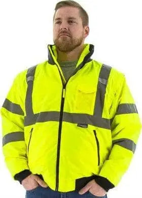 MAJESTIC - 8-in-1 Waterproof Bomber Jacket ANSI 3 - YELLOW - Becker Safety and Supply