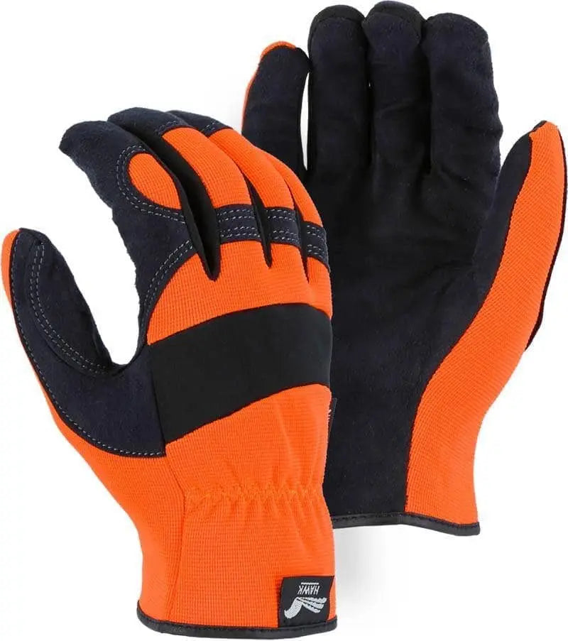 MAJESTIC - Armor Skin Mechanics Glove with High Visibility Knit Back, Orange -