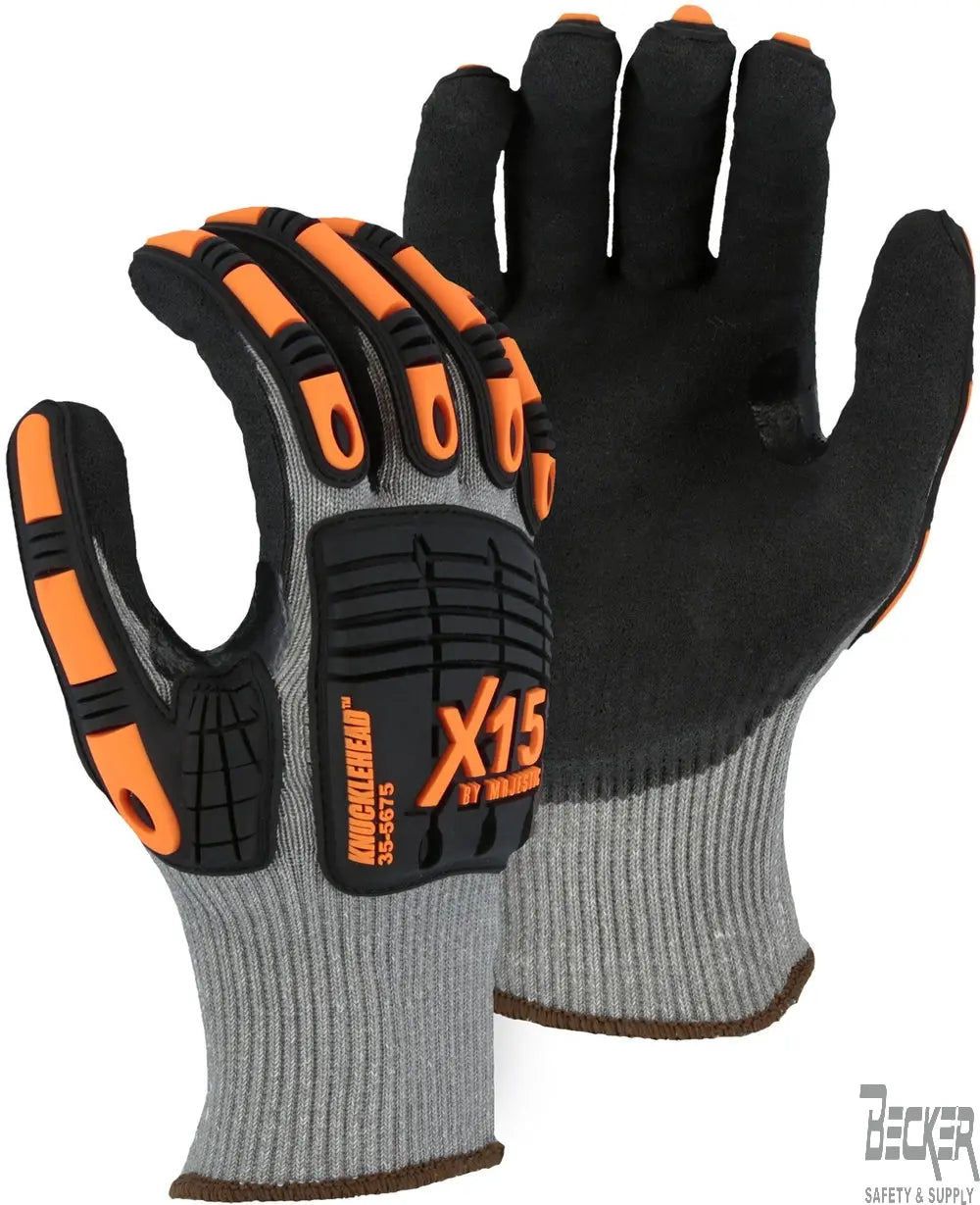MAJESTIC - Cut-Less X-15 Cut & Impact Glove with Double Sandy Nitrile Coating - Becker Safety and Supply