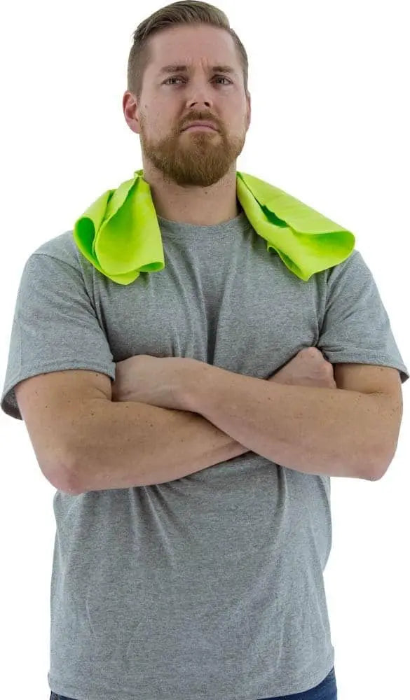 MAJESTIC - Reusable Hi-Vis Yellow - Cooling Towel - 26" x 17" - Anti-microbial - Becker Safety and Supply