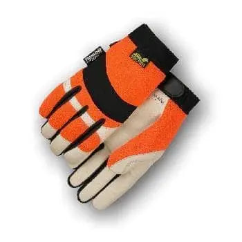 MAJESTIC - Winter Lined Bald Eagle Mechanics Glove with Pigskin Palm and High Vis Knit Back, Orange - - Becker Safety and Supply