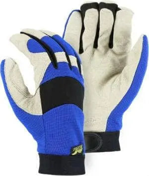 MAJESTIC - Winter Lined Bald Eagle Mechanics Glove with Pigskin Palm and Knit Back, Blue - Becker Safety and Supply